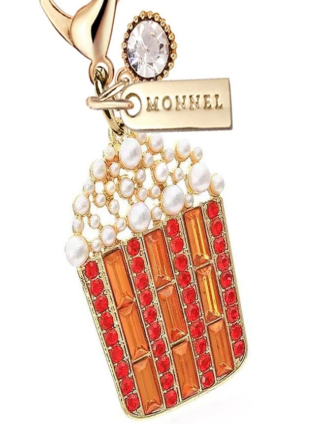 MONNEL MC621 Little Crystal Popcorn Lobster Clasp Charm for Women with Velvet Bag (Orange,1 Piece) - Image 2