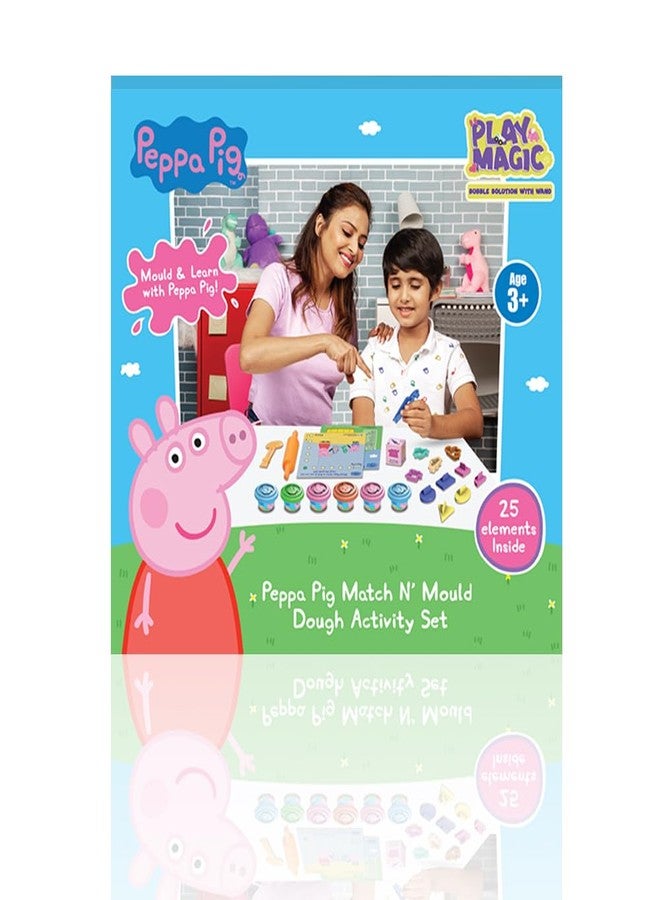 PlayMagic Peppa Pig Soft Dough Match N' Mould Cube Activity Set with Moulding Lid|Pack of 6 Tubs 50gm Each |Water Based Dough|Art & Craft Kit|Birthday & Return Gift for Kids 3+|Non-Toxic|Made in India - Image 1