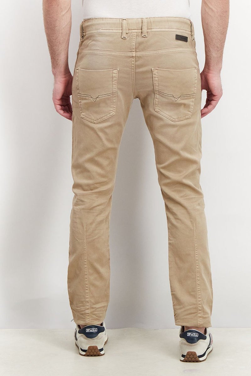 DIESEL Men Regular Fit Brand Logo Stretchable Jogger Jeans, Khaki - Image 4