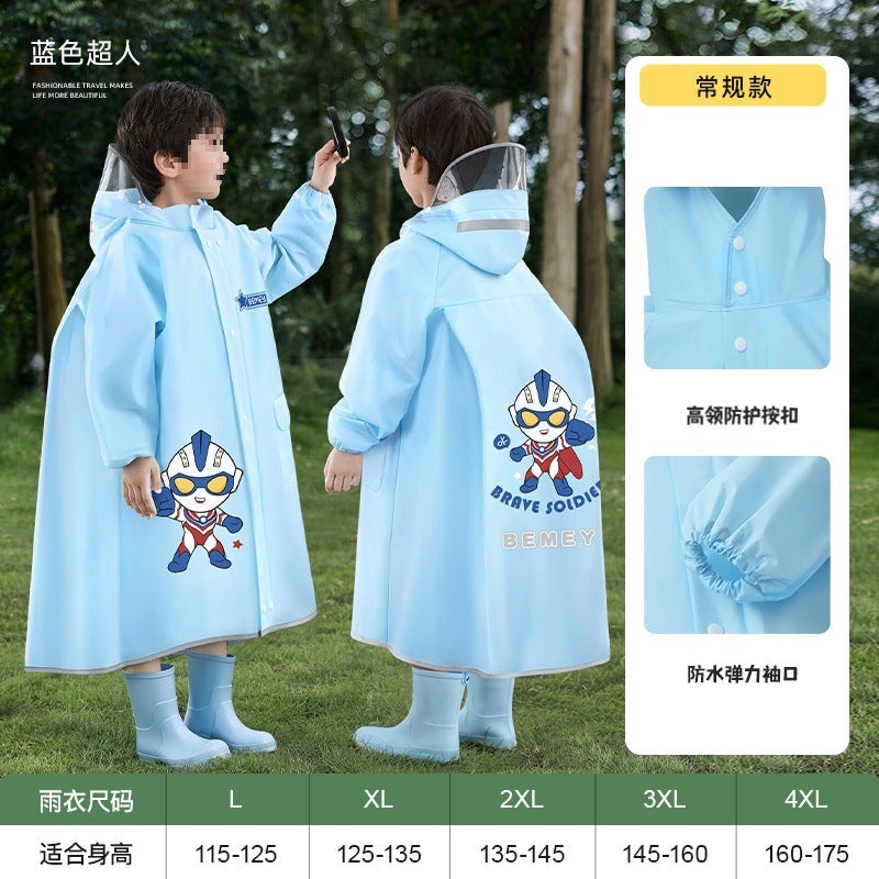 Children'S Raincoats Boys And Girls Primary School Students First Grade Kindergarten Boys And Girls Egg Poncho - Image 5