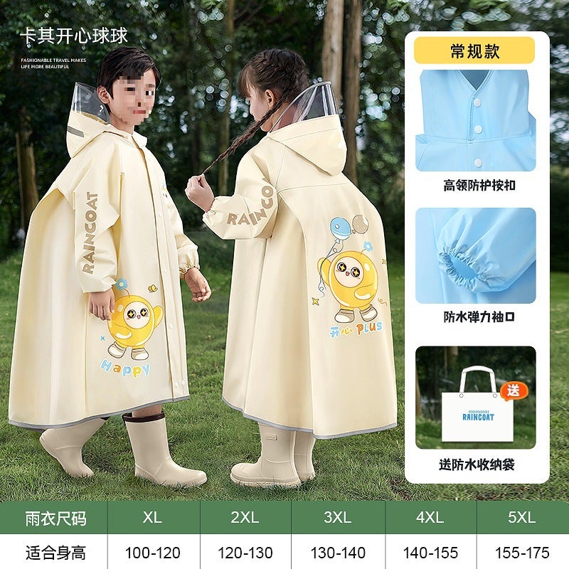 Children'S Raincoats Boys And Girls Primary School Students First Grade Kindergarten Boys And Girls Egg Poncho - Image 2