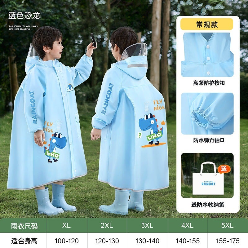 Children'S Raincoats Boys And Girls Primary School Students First Grade Kindergarten Boys And Girls Egg Poncho - Image 3