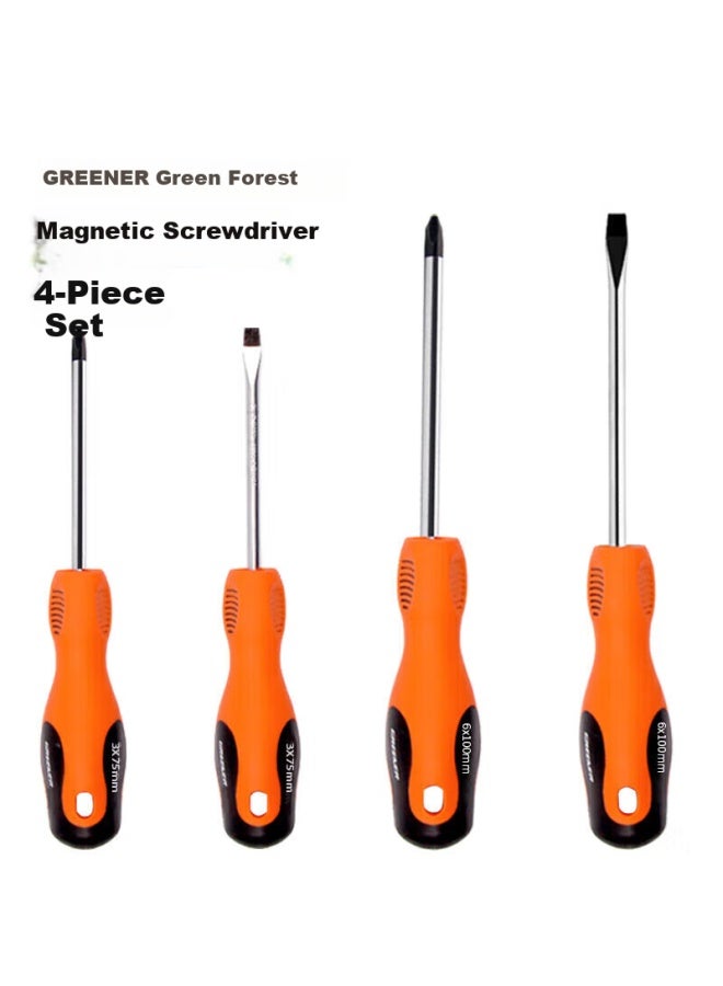 Greener Screwdriver Set For Home Use With Strong Magnet, Phillips And Flathead, 4 Pieces, 3*75mm And 6*100mm, Computer Assembly Tools - Image 5