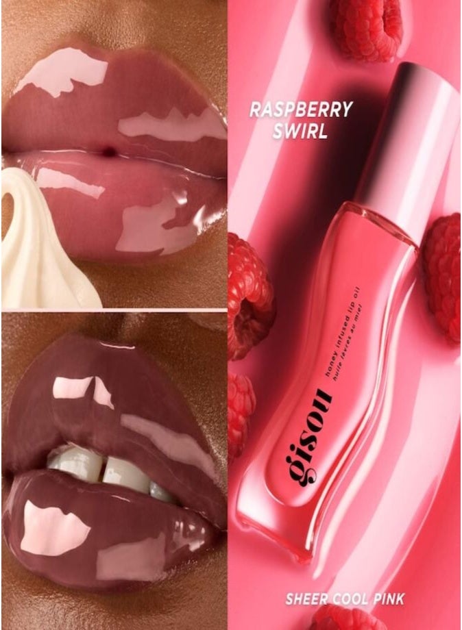 GISOU Honey Infused Lip Oil, Raspberry Swirl 8ml - Nourishing & Hydrating Lip Care - Image 4