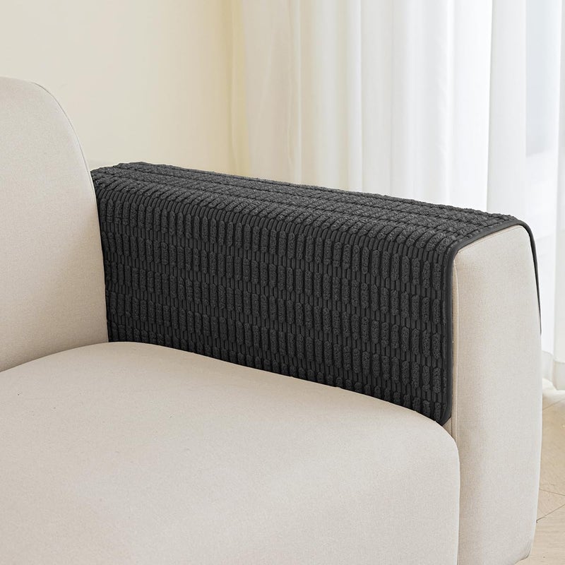 Muamar Couch Arm Covers Chair Arm Covers Non Slip Sofa Arm Covers Armrest Covers for Sofa Furniture Covers Couch Protector Set of 2pcs 26x26inch Black