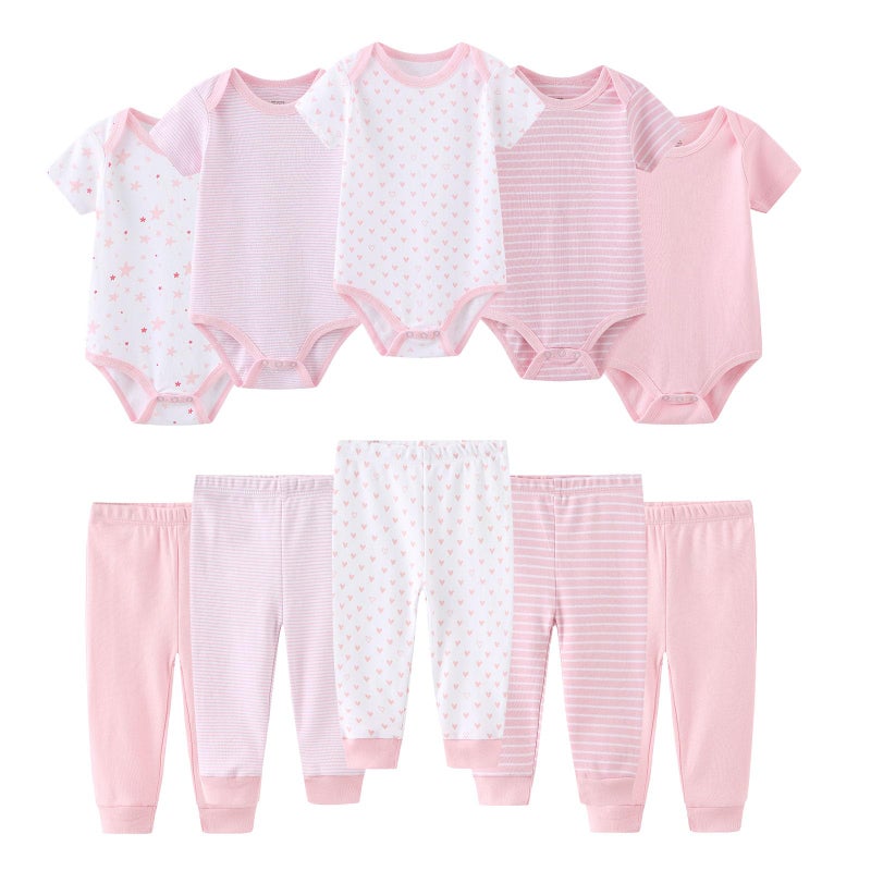 Ruliby Baby Girl Bodysuit and Pant Set Cotton Soft Newborn Clothes Outfits 03 month - Image 2