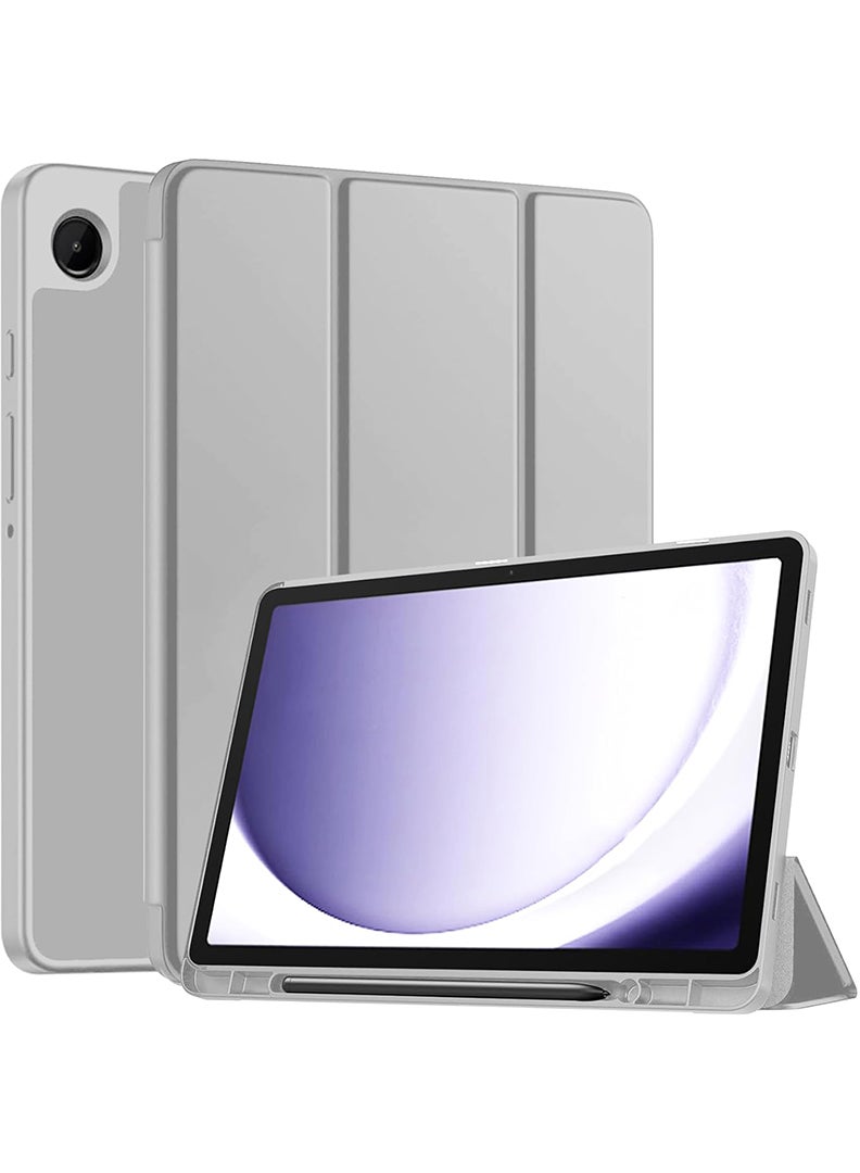 Theodor Case For Samsung Galaxy Tab A9+ / A11+ 11 Inch Case – Slim Trifold Smart Cover with Pencil Holder, Soft TPU Back, Auto Wake Sleep, Shockproof Protective Case – Grey