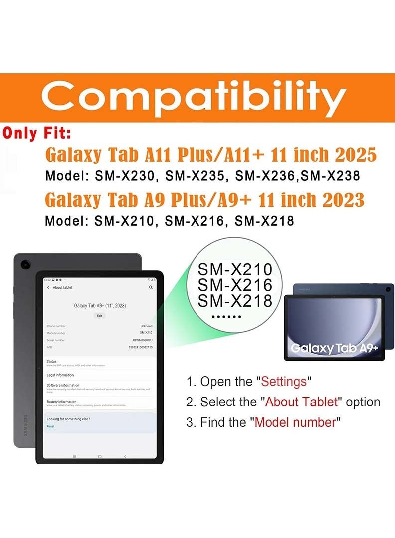 Theodor Case For Samsung Galaxy Tab A9+ / A11+ 11 Inch Case – Slim Trifold Smart Cover with Pencil Holder, Soft TPU Back, Auto Wake Sleep, Shockproof Protective Case – Grey - Image 2