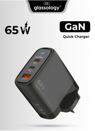 65W 3-Port GaN Fast Wall Charger (2 USB-C + 1 USB-A) Compatible With iPhone, Galaxy S24 23 Ultra Macbook Pro Air, iPad Pro, Mini Xiaomi Redmi, Lenovo, Airpods - pzsku/ZB6A726CAB22BB3BDD08EZ/45/1749455268/c564c034-c69c-4803-8f39-7eb627a537e1