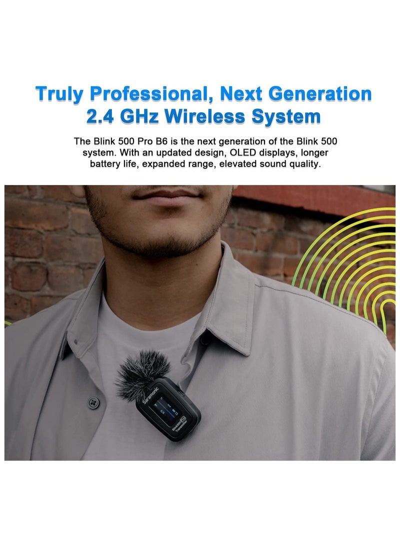 Saramonic نظام ميكروفون لاسلكي ثنائي القناة Blink500 Pro B6 2.4 جيجا هرتز مع علبة شحن - Image 2