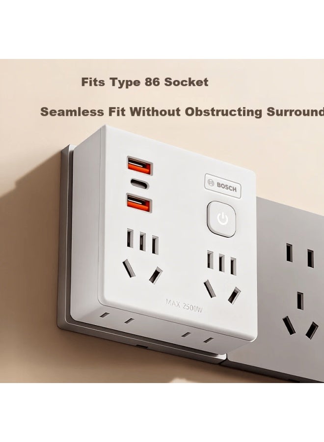 Bosch 20w Fast Charging 86-type Socket Converter/adapter Usb+type-c Socket Extension Multi-port Power Strip Wireless Multifunctional Socket Ps86-0201 - Image 2