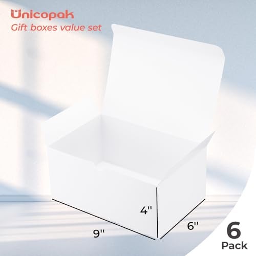 UnicoPak 6 Pack 9x6x4 Gift Boxes White Gift Boxes with Lids for Presents White Boxes Bulk for Gifts Birthday Wedding Bridesmaid Proposal Valentine Holiday Christmas - Image 3