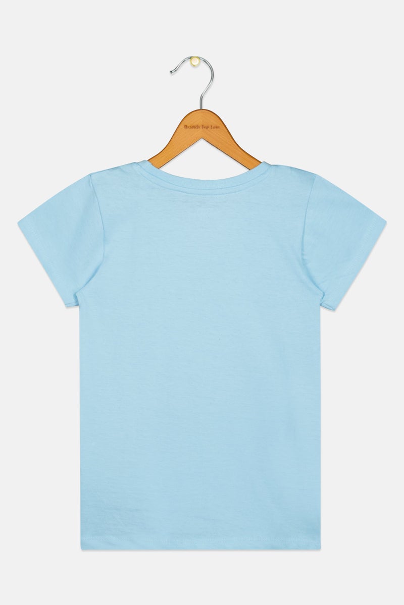 Disney x Kingdom Hearts Kids Girl Graphic Print Short Sleeve T-Shirt, Blue - Image 3