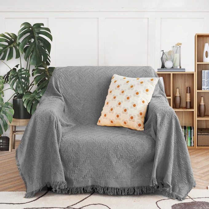 COUCH COVER SOFA COVER OVERSIZED CHAIR COVER GREY COUCH PROTECTOR SOFA THROW COVER FOR COUCHES SINGLE SOFA SLIPCOVERS WASHABLE COUCH RECLINER COVER71X 91 MEDIUM GREY
