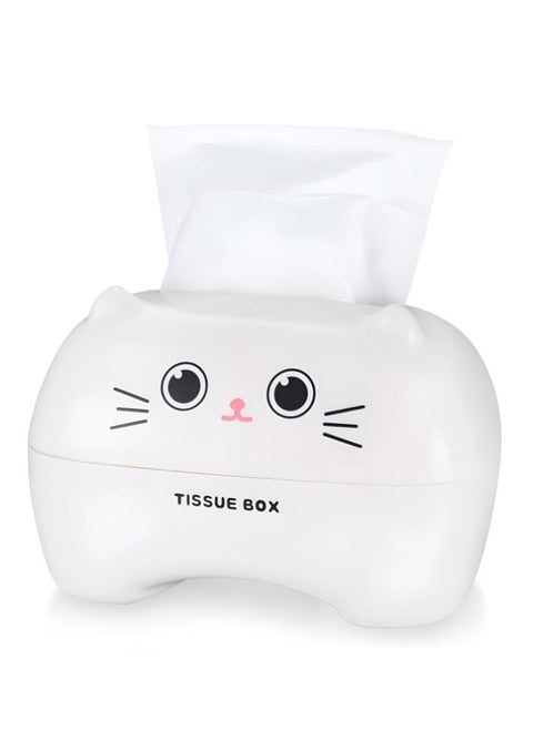 Tissue Box Holder - A functional and fun addition to your space - cute cat tissue box - White