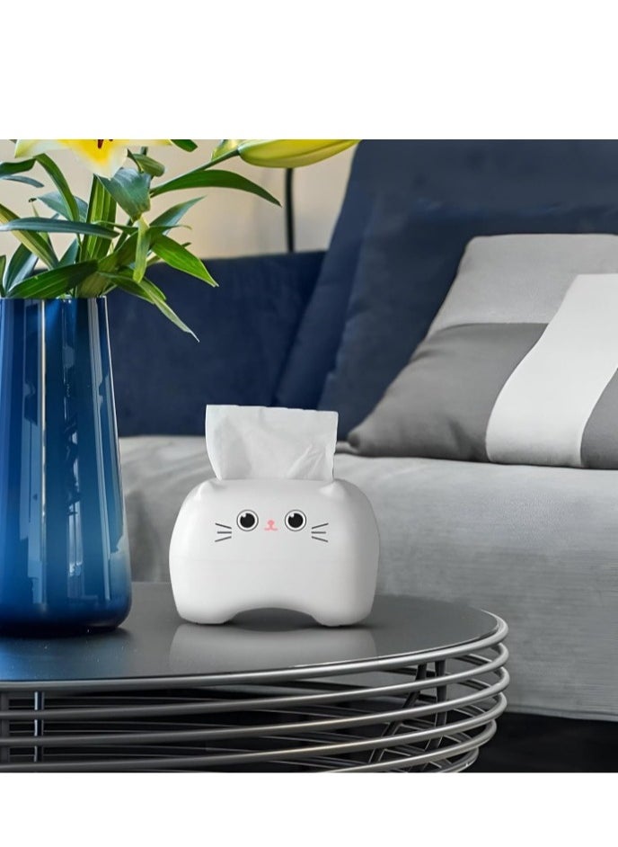 Tissue Box Holder - A functional and fun addition to your space - cute cat tissue box - White