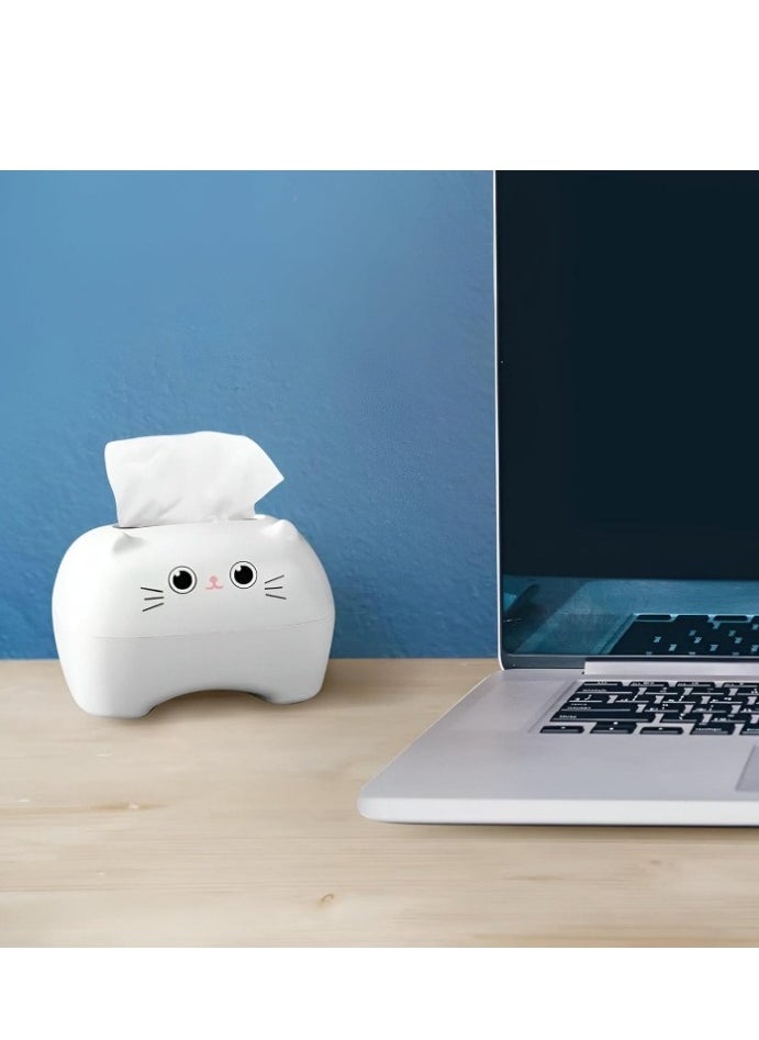 Tissue Box Holder - A functional and fun addition to your space - cute cat tissue box - White