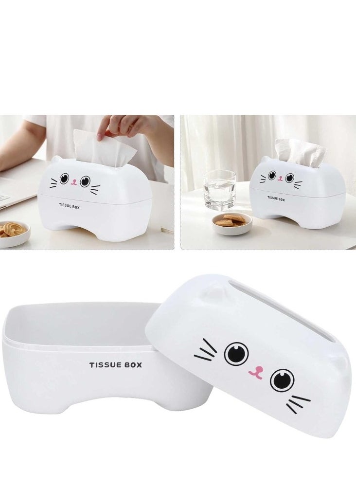 Tissue Box Holder - A functional and fun addition to your space - cute cat tissue box - White
