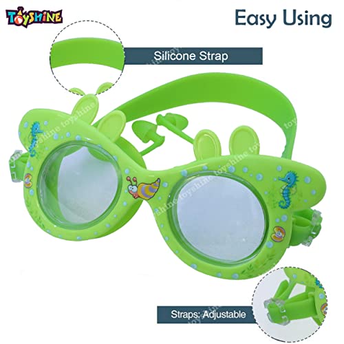 Toyshine Swim Goggles, (Dolphin Design) Anti Fog No Leaking Clear Vision Water Pool Swimming Goggles (Age 6-14), Light Green SSTP - Image 3