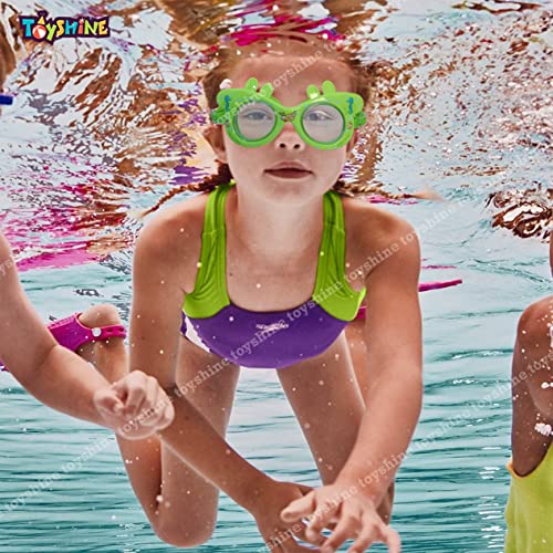 Toyshine Swim Goggles, (Dolphin Design) Anti Fog No Leaking Clear Vision Water Pool Swimming Goggles (Age 6-14), Light Green SSTP - Image 4