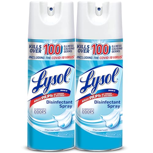 Lysol بخاخ ليزول المطهر، بخاخ تعقيم ومضاد للبكتيريا، للتعقيم وإزالة الروائح، قماش ناعم، 12.5 أونصة سائلة (عبوة من 2) - Image 1