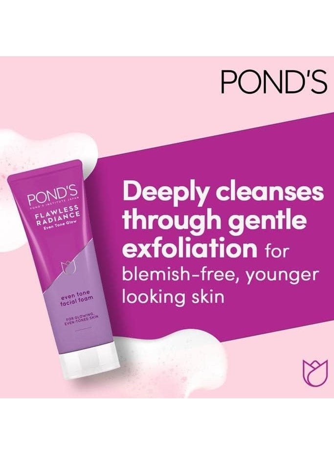 Pond's Flawless Radiance Facial Foam Cleansing and Exfoliating with Niacinamide and Vitamin E, Even-tone Glow, gives Blemish-Free Skin, 100g x 2 - Image 2