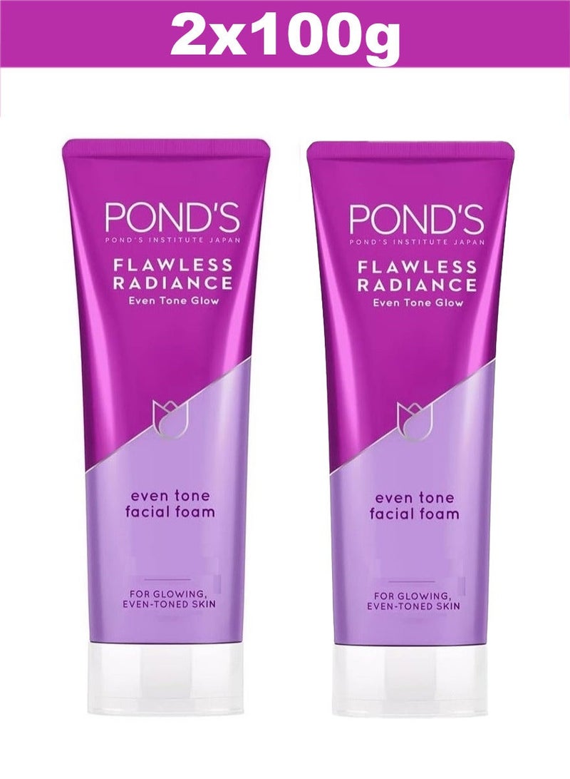 Pond's Flawless Radiance Facial Foam Cleansing and Exfoliating with Niacinamide and Vitamin E, Even-tone Glow, gives Blemish-Free Skin, 100g x 2 - Image 2