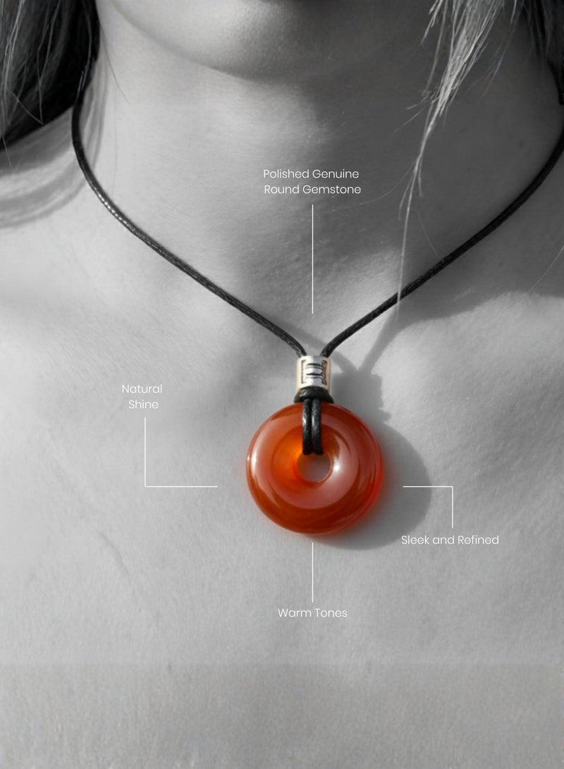 British Fossils Donut Pendant 6Mm Carnelian Necklace - Image 3