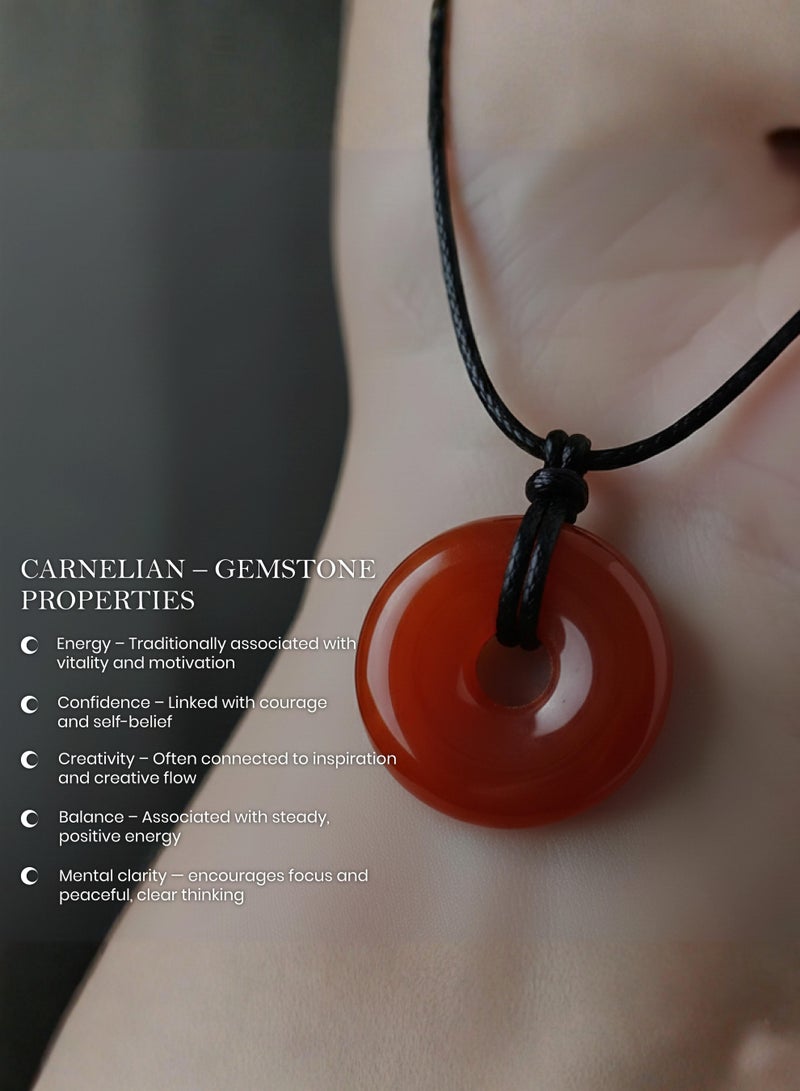 British Fossils Donut Pendant 6Mm Carnelian Necklace - Image 5