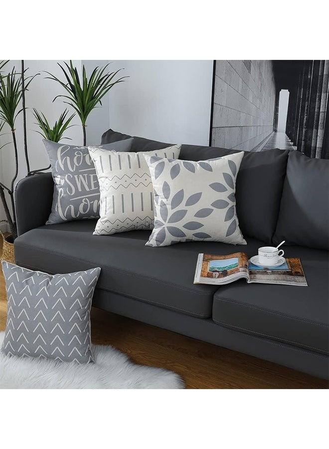 DUNISO مجموعة من 4 أغطية وسائد، أغطية وسائد، أغطية وسائد مربعة، أغطية وسائد زخرفية محايدة بأسلوب بوهيمي حديث، غلاف وسادة من الكتان للكنبة، السرير، ديكور المنزل، 18x18 بوصة - Image 5