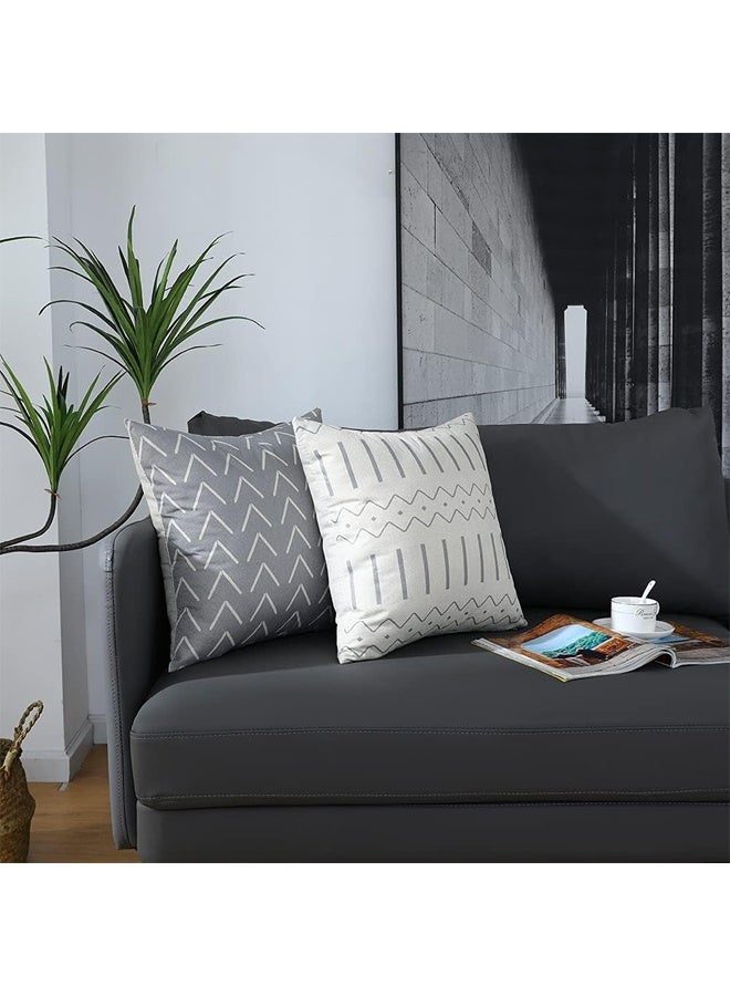 DUNISO مجموعة من 4 أغطية وسائد، أغطية وسائد، أغطية وسائد مربعة، أغطية وسائد زخرفية محايدة بأسلوب بوهيمي حديث، غلاف وسادة من الكتان للكنبة، السرير، ديكور المنزل، 18x18 بوصة - Image 3