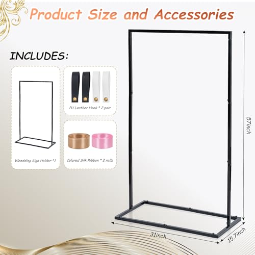 WEIDLUDOR Elegant Wedding Sign Stand & Holder，Black Heavy Duty Metal Wedding Welcome Sign Stand for Reception，Welcome to Our Wedding Hanging Sign Stand - Perfect for Seating Chart, Posters, and Decor - Image 2