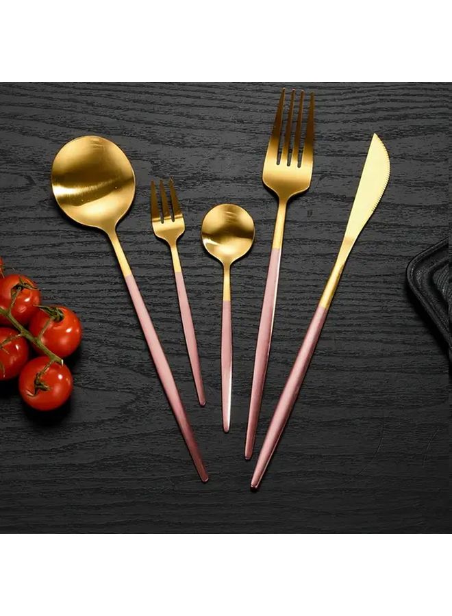 Golden 60 Piece Stainless Steel Portugal Cutlery Set Ideal for 12 People - Image 2