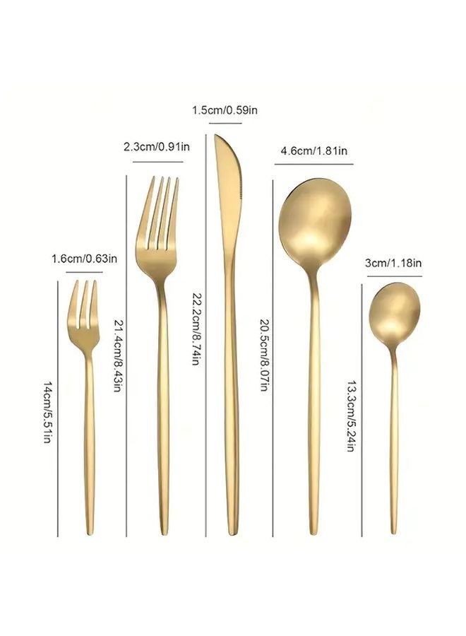 Golden 60 Piece Stainless Steel Portugal Cutlery Set Ideal for 12 People - Image 3