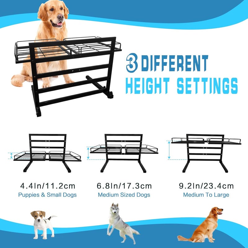 Tookincmo Metal Elevated Dog Bowl Stand, Lifted Dog Bowl Holder for Current Bowls, Adjustable Dog Food Bowl Stand with 3 Heights, Dog Bowl Riser for Small, Medium to Large Sized Dogs(2Pcs 9.8in Bowl Holders) - Image 2