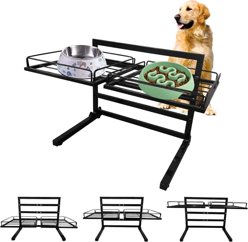 Tookincmo Metal Elevated Dog Bowl Stand, Lifted Dog Bowl Holder for Current Bowls, Adjustable Dog Food Bowl Stand with 3 Heights, Dog Bowl Riser for Small, Medium to Large Sized Dogs(2Pcs 9.8in Bowl Holders) - Image 1