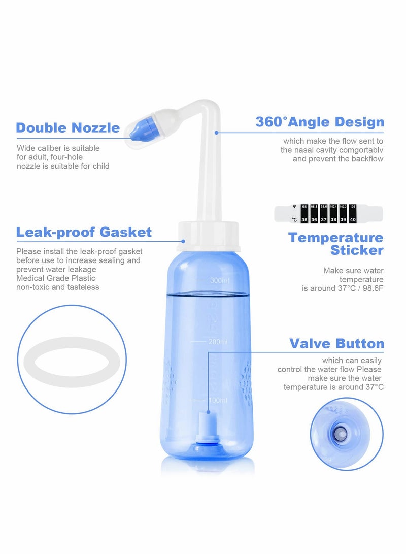 Neti Pot Sinus Rinse Kit with 10 Thermometer Stickers - Effective Nasal Wash for Adults & Kids (300ml) - Image 5