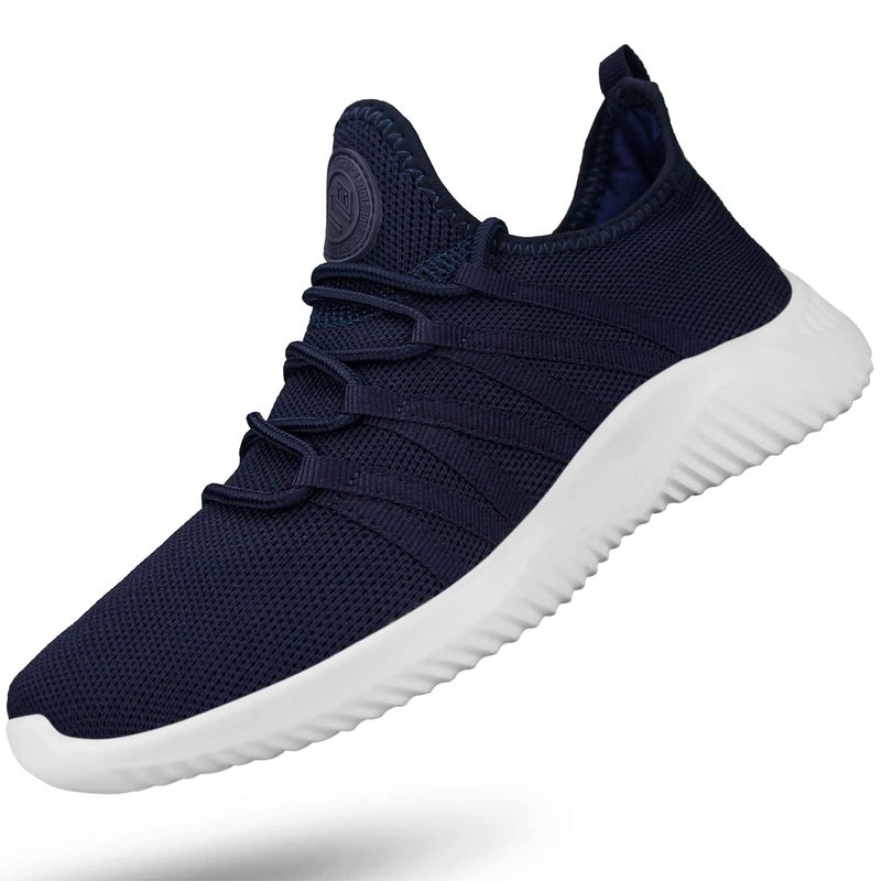 Feethit Womens Slip On Running Shoes Non Slip Walking Shoes Lightweight Gym Workout Shoes Breathable Fashion Sneakers All Dark Blue Size 8.5 - Image 1