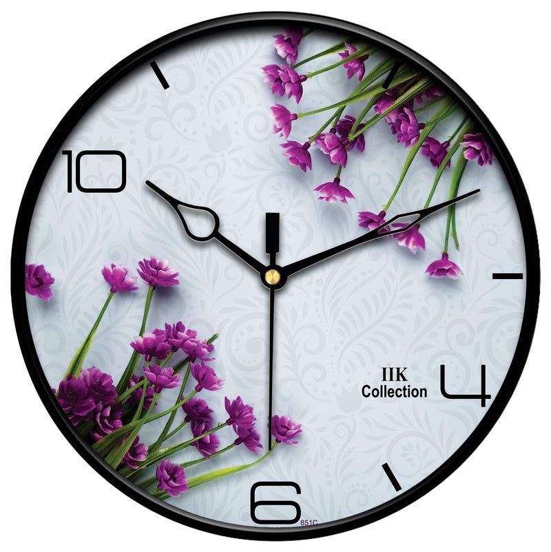 IIK COLLECTION 12-inch Designer Plastic Analogue Round WallClock for Home, Kitchen, Living Room, Bedroom, Office (30 cm x 30 cm x 6 cm) - Image 1
