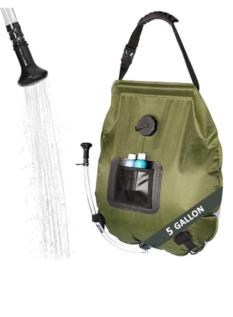 Generic Camping Shower Bag, Portable Solar Heating Camp Shower 5 Gallons/20L with Shower Head & Temperature Indicator  for Outdoor Traveling/Climbing/Hiking/Beach/Swimming  - Image 1