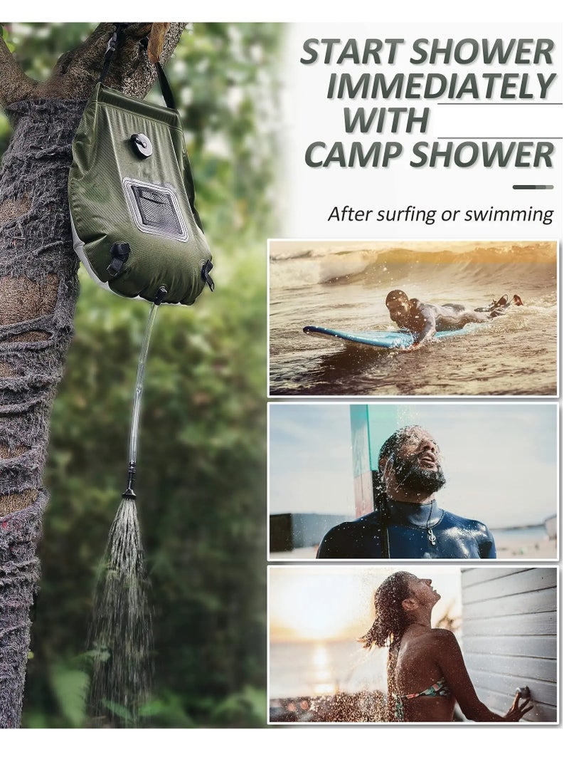 Generic Camping Shower Bag, Portable Solar Heating Camp Shower 5 Gallons/20L with Shower Head & Temperature Indicator  for Outdoor Traveling/Climbing/Hiking/Beach/Swimming  - Image 2