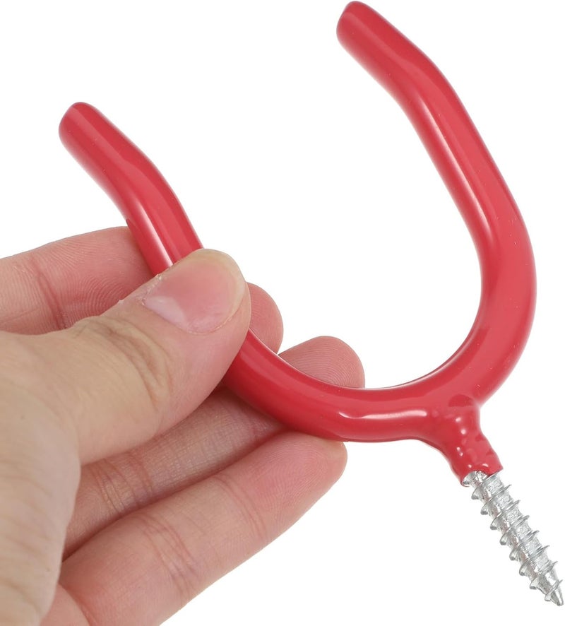 FENICAL Screw-in U Shape Utility Hooks for Garage Wall, Heavy Duty Metal Tool Hooks with Red Vinyl Coating, Garage Storage Organizer for Hanging Yard Tools and Shed Equipment - Image 3