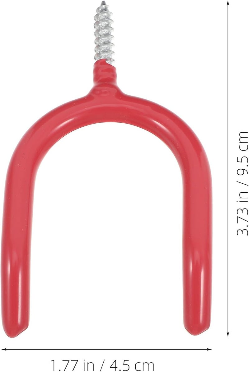 FENICAL Screw-in U Shape Utility Hooks for Garage Wall, Heavy Duty Metal Tool Hooks with Red Vinyl Coating, Garage Storage Organizer for Hanging Yard Tools and Shed Equipment - Image 2