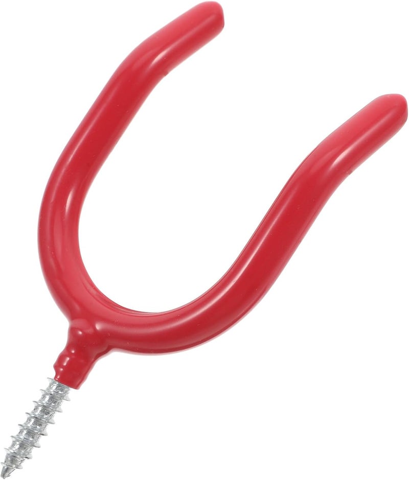 FENICAL Screw-in U Shape Utility Hooks for Garage Wall, Heavy Duty Metal Tool Hooks with Red Vinyl Coating, Garage Storage Organizer for Hanging Yard Tools and Shed Equipment - Image 1