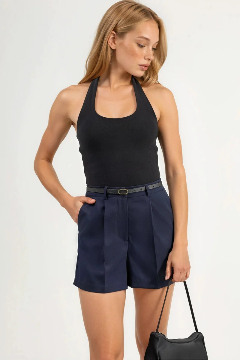 Hiccup High Waist Wide Leg Mini Shorts