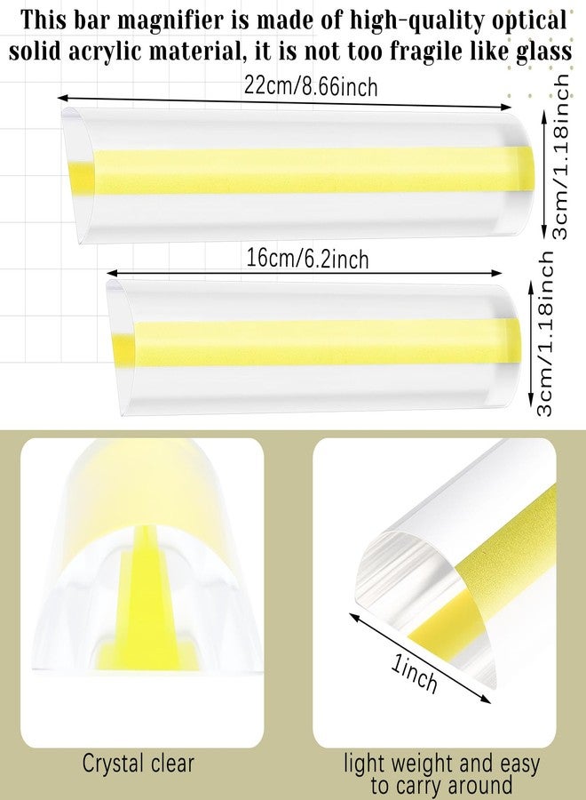 Chunful 2 Pcs 2X Clear Magnifying Ruler Bar for Reading, 6/9 in Line Magnifier for Cross Stitch Book Bible Data Processing Mahjong Newspaper, Documents, Instructions(Transparent, Yellow,Thick Line) - Image 2