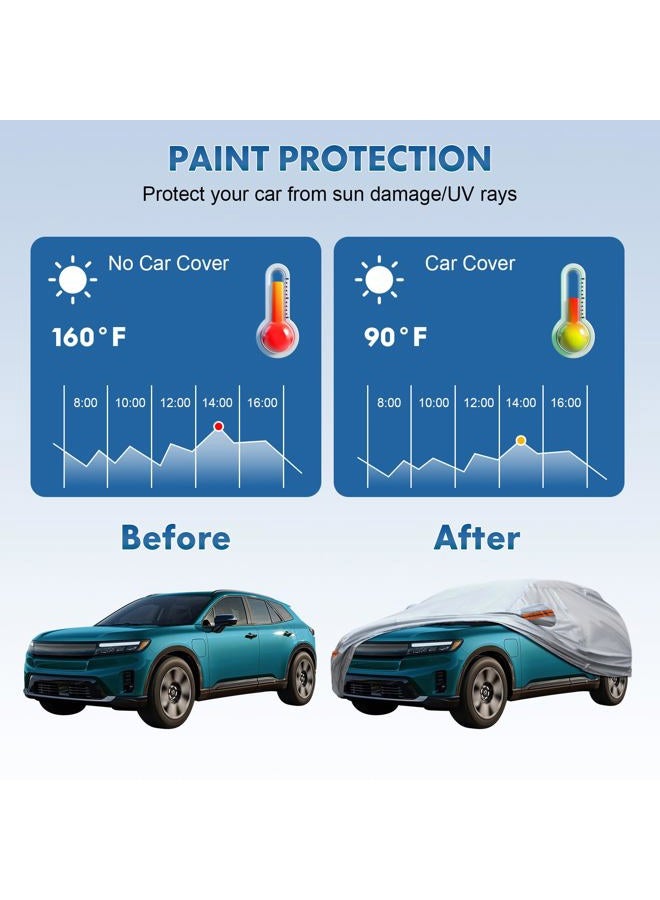KEYOOG 6-layer Full Car Cover Is All-weather Waterproof, Universal In All Seasons, Snow Prevention Rainproof, Acid Rainproof, Sunscreen, Ultraviolet-proof, Fit Pickup 198"-220" Orange Reflective Strip - Image 2
