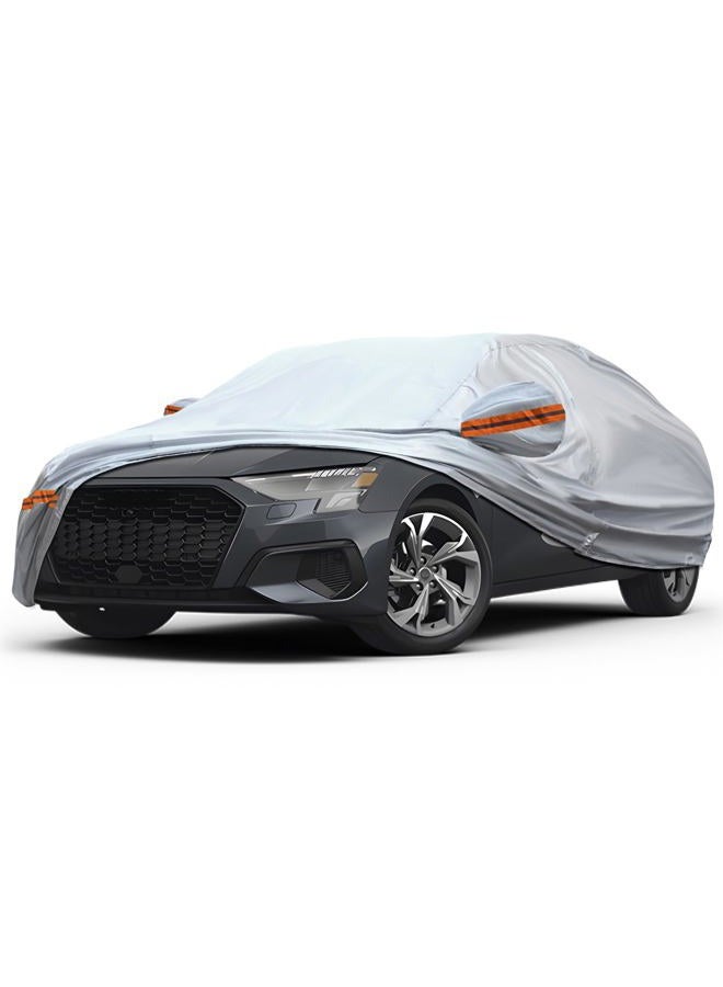 KEYOOG 6-layer Full Car Cover Is All-weather Waterproof, Universal In All Seasons, Snow Prevention Rainproof, Acid Rainproof, Sunscreen, Ultraviolet-proof, Fit Pickup 198"-220" Orange Reflective Strip - Image 1
