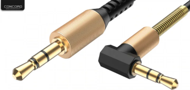 CONCORD C-807 1.8m Meter 3.5mm Aux L Spiral Audio Transfer Cable