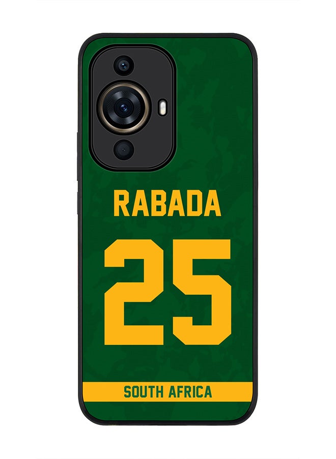 Stylizedd Rugged Black Edge case for Huawei nova 11 Pro, Slim fit Soft Flexible Rubber Edges Anti Drop Cover - Team South Africa Kagiso Rabada, Jersey No 25 - Image 1